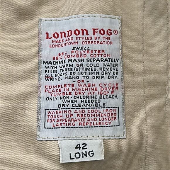 London Fog Men's Iconic Trench Coat 42L 80’s Vintage Beige - Picture 14 of 14